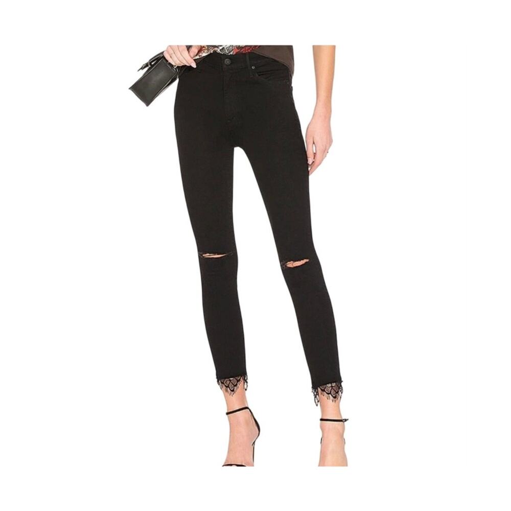 Mother The Swooner Dagger Ankle Lace Hem Baa Baa Black Sheep 28 Grunge Chic